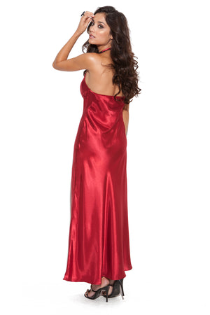 Charmeuse satin halter neck gown